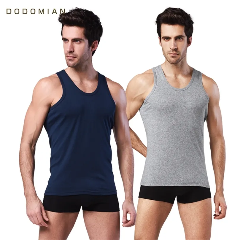 2 pieces Mens CottonTank Top Slim Clothing Mens Sleeveless O-neck Shirt Casual Vests Singlets Muscle Tops Undershirt 210308