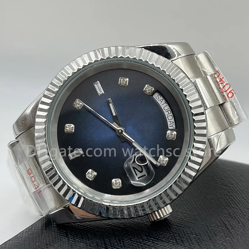 WatchSC- 41 mm automatisch horloge met doosheren Dames roestvrijstalen waterdichte lichtgevende beweging Luxe modehorloges