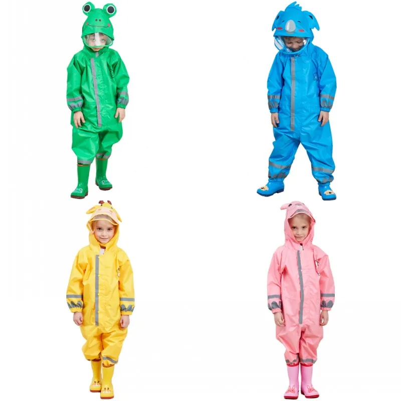 1-10 Years Old Kids Giraffe Rabbit Raincoat Outdoor Jumpsuits Waterproof Rainwear Baby Boy Girl Raincoat And Rain Pants Suit 399 D3