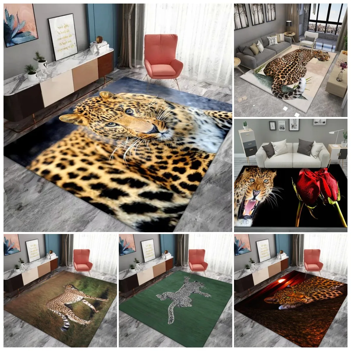 Tappeto 3d tappeto digitale stampa digitale ghepardo ghepardo soggiorno balcone portico tappetino da pavimento all'aperto