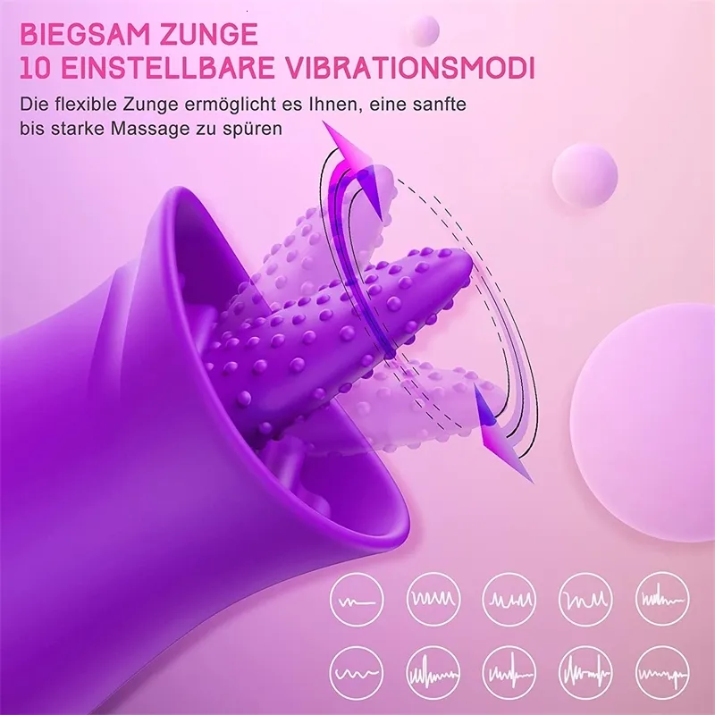 Sex toy Toy Massager g Spot Vibrator with Tongue Licking Nipple Stimulator 10 Levels Toys Powerful Motor for Women E1JS
