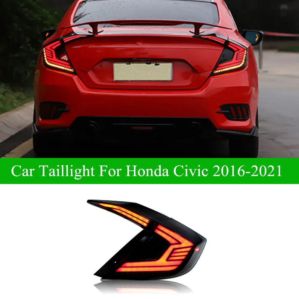 Honda Civic Led Taillight 2016-2021 동적 회전 신호 조명 자동 액세서리 램프 용 자동차 후면 달리기 브레이크 테일 라이트 어셈블리