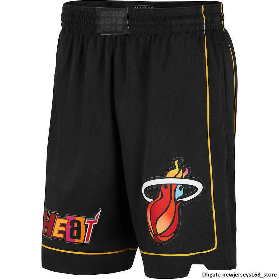 2022 bedruckte Miami Swingman Pants Basketballshorts Heats Performance Black308H