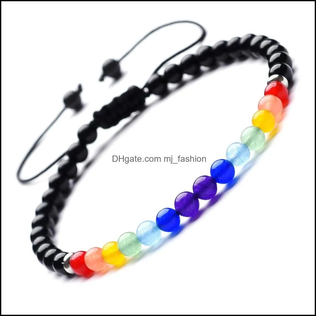 4mm thin natural crystal stone yoga 7 chakras healing balance reiki prayer stones bracelet for women