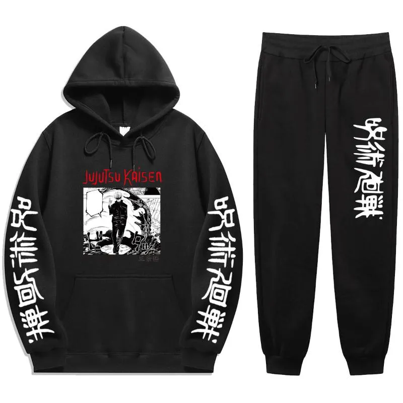 Tracksuits voor heren Jujutsu Kaisen heren afdrukken sets hoodies broek herfst winter capuchon sweatshirt jabborut 2-delige pakmannen's