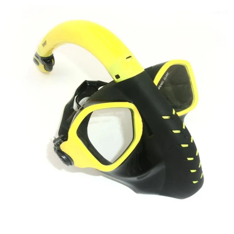 Gros-Alien Style Full Face Masques de plongée HD Anti Fog Lens Lunettes de natation sous-marines Freediving Adult Snorkel Set