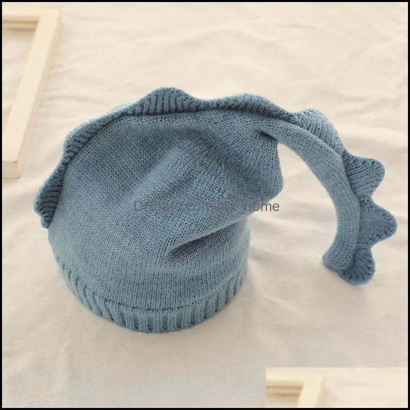 m269 baby kids knitted hat catoon dinosaur tail caps beanies boys girls children knit cap baby warm hats