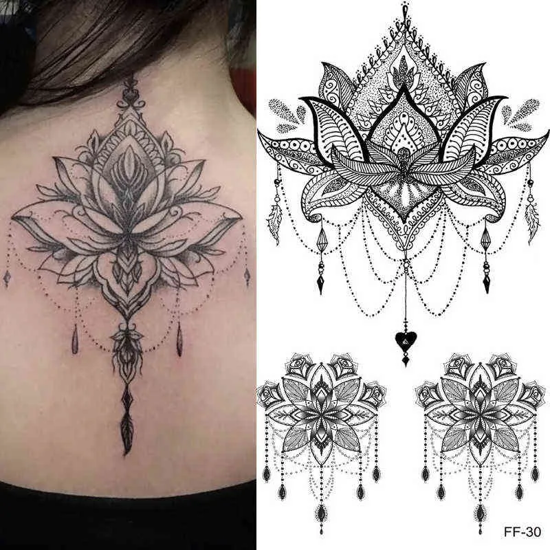 Nxy tatuagem temporária 1 pc adesivos preta flor colorida panda penas corporal arte s impermeável t tatto falso 0330