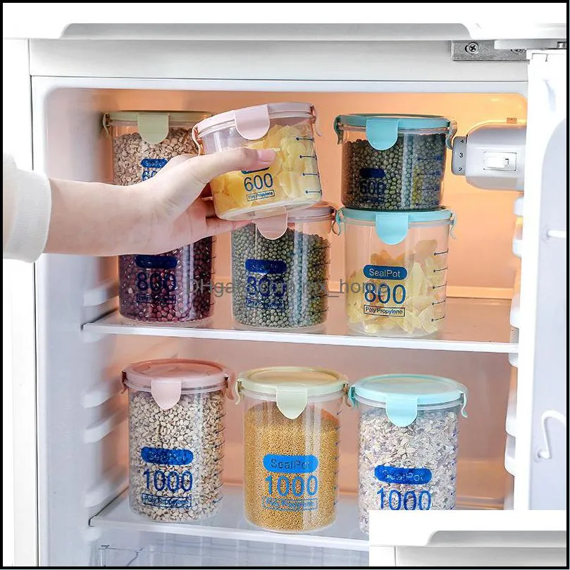 600/800/1000ml food preservation container coarse cereals grains jar scale bottle  pot kitchen storage cans sealing box vtky2335