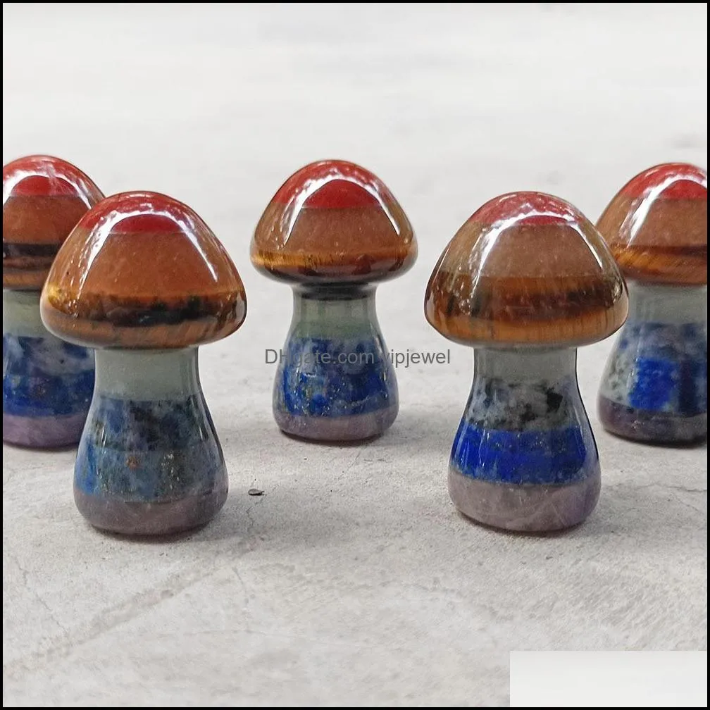 7 chakra rainbow mushroom shape reiki natural stone 36x22mm crystal polishing quartz yoga energy bead healing decoration vipjewel