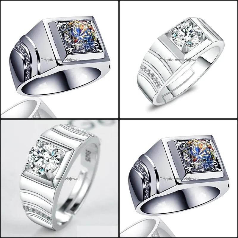 fashion new cool 18k white gold filled zircon ring men`s ring party wedding jewelry accessories ring