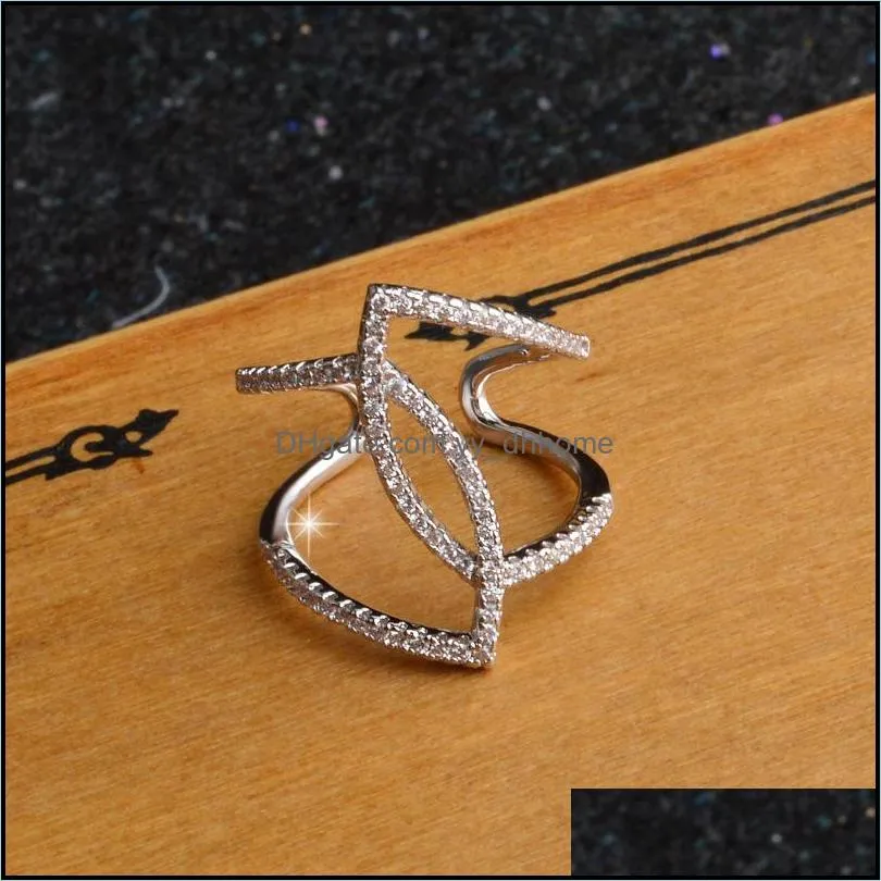 silver rings jewelry hot sale crytal band finger rings for women girl party open size wholesale free shipping 0674wh