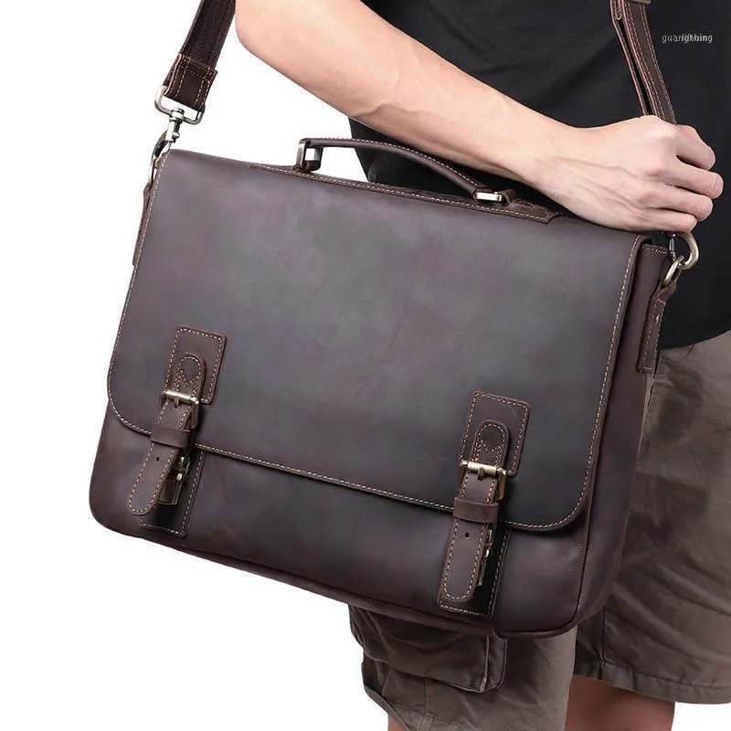 Laptop de couro genuíno para homens para homens porte porte document handbag1