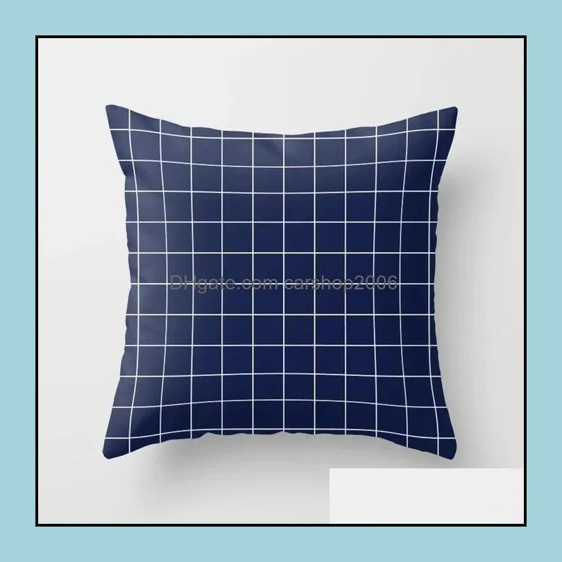 fashion linen lattice pillow cover for automobile sofa plaid pillowcase office plain dyed cushion cover wq42