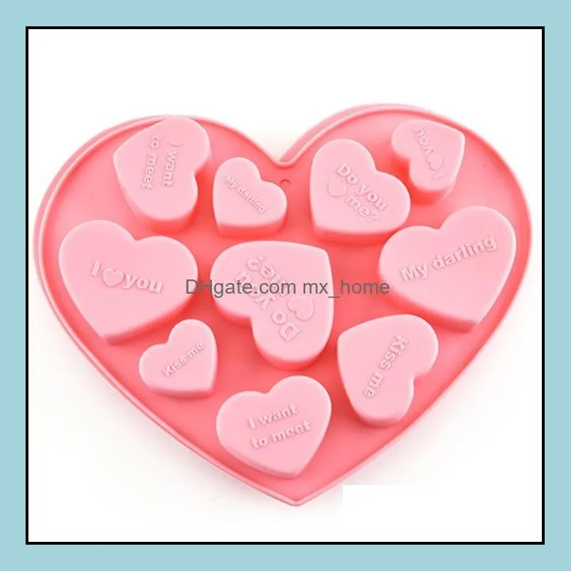 silicone chocolate mould heart shape english letters cake chocolate molds silicone-ice tray jelly moulds soap baking mold sn4363