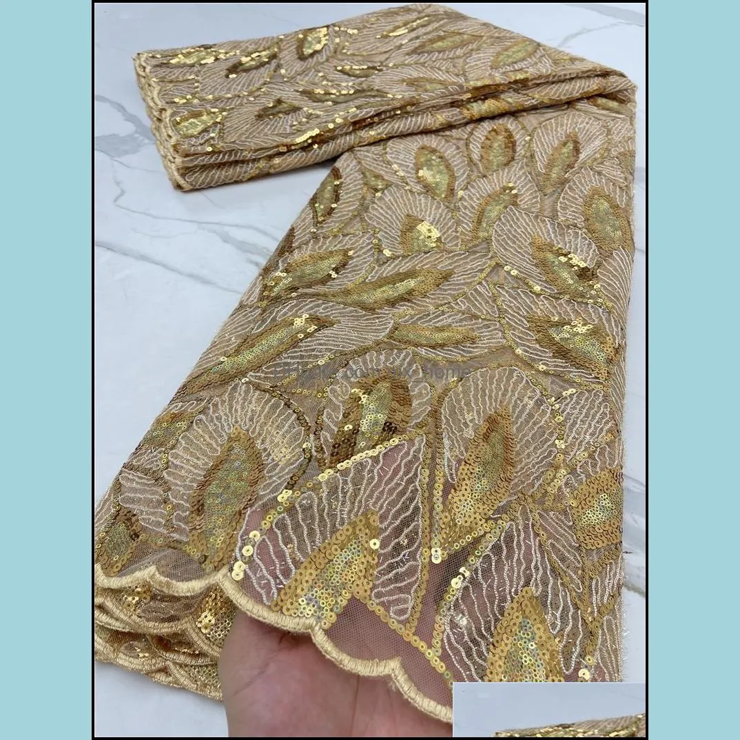 Ribbon PGC Nigerian Lace Fabrics African Fabric 2022 High Quality With Sequin French For Dress Sewing YA4214B-6