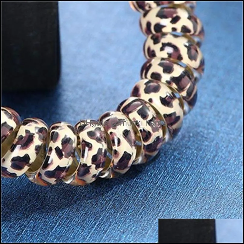 Leopard Telephone Wire Cord Coil Hair Ties Girls Elastic Hair Bands Ring Rope Leopard Print Bracelet Stretchy Hairband GGA2799 292 K2
