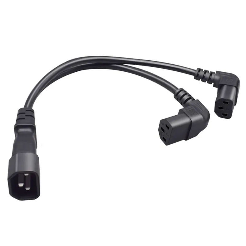 Adapter Cables, IEC 320 C14 3Pin Male To Dual Up Angled C13 Female Plug