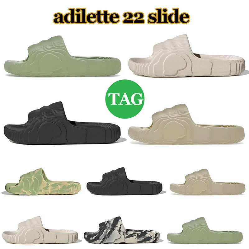 Adilette 22 Slide Slippers Мужчины Женщины дизайнерские сандалии черный серый магический лайм -пустынный песчаные ползунки домашние кроссовки на открытом воздухе кроссовки