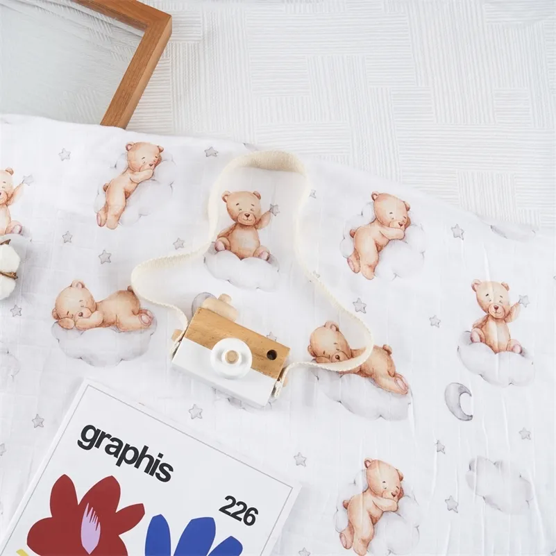 Happy Flute 1pc Masslin 100 ٪ Cotton Baby Gwaddles Soft Born Born Baby Bath Gauze Writ Writ Sleepsack Strain Cover 220523