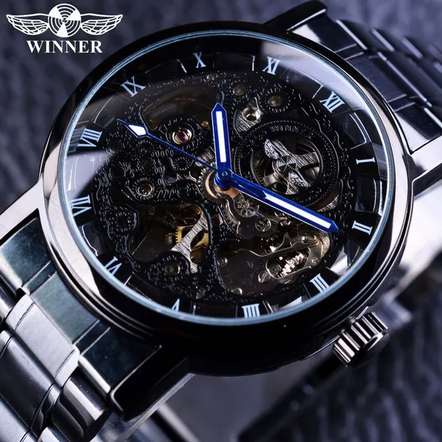 GAGNANT montre pour hommes Relogio Masculion marque de luxe squelette montres en acier inoxydable Antique Steampunk montre-bracelet erkek kol saati