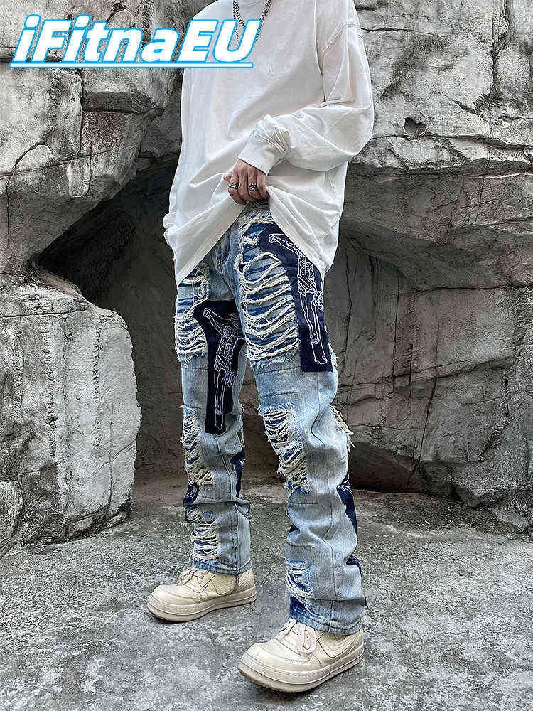 Jeans Masculino Y2K Streetwear Jeans Harajuku Hip Hop Calça Preta