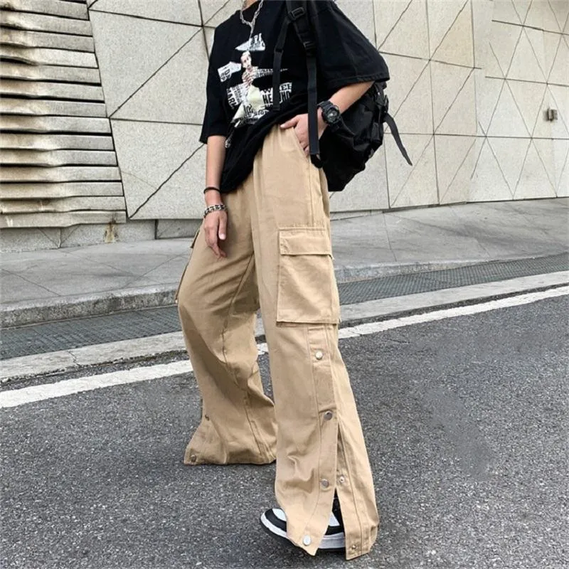 Pantaloni da uomo Stile Harajuku Petto Dritto Casual Primavera Elastico in vita Tuta con coulisse Tinta unita da uomo Pantaloni a nove punti retròUomini