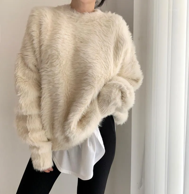 여자 스웨터 외계인 키티는 단단한 부드러운 따뜻한 풀오버 겨울 느슨한 2022 세련된 고품질 패션 여성 니트웨어 점퍼