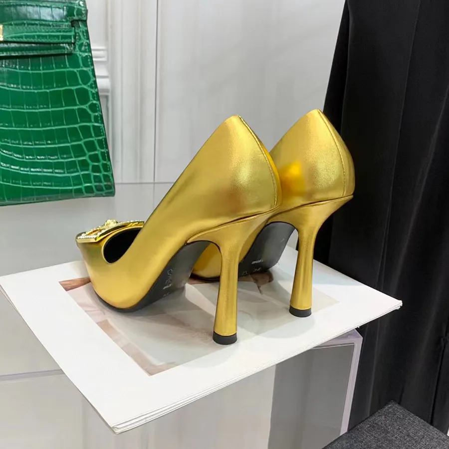 Designer gold pumps hot sale