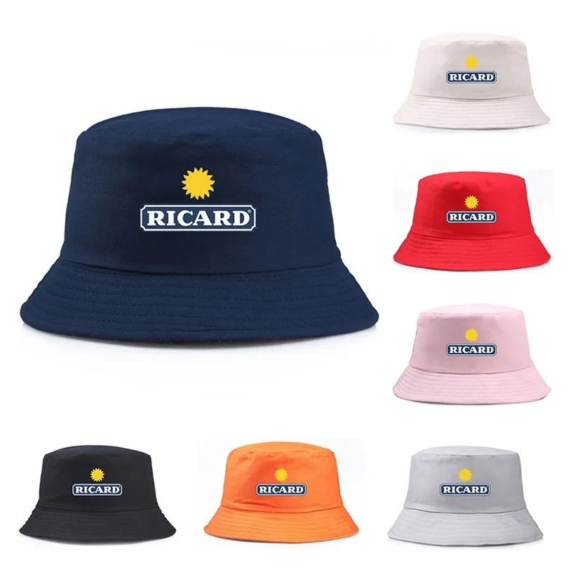 Été RICARD Seau Chapeaux Unisexe Homme Femmes Coton Ricard Pêcheur Casquettes Fille Garçon Sport En Plein Air Chapeau Bob Ricard Panama Chapeau 220607