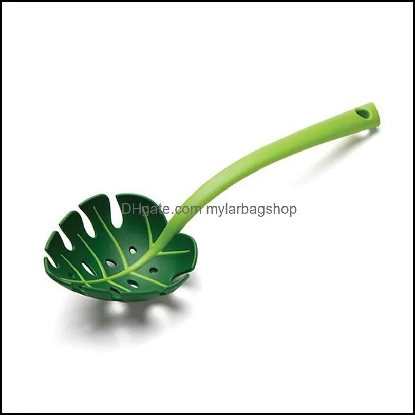 green leaf monstera leaves spoon creative large colander kitchen cooking noodles draining strainer heat-resistant slotted colanders