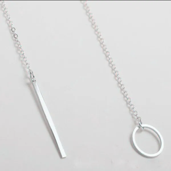 Chaînes 1pc Femmes Unique Charme Tone Bar Cercle Lariat Collier Chic Y Forme Or Couleur Style Pendentif