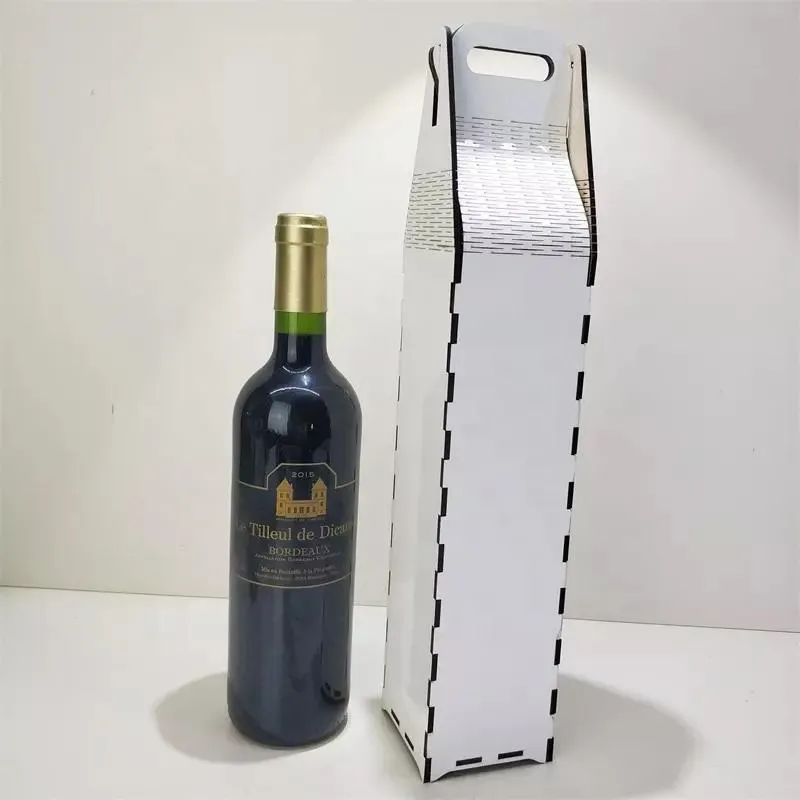昇華ワインボトルキャディストレージmdfビールボトルボックスデタッチ可能な白いブランクボックスカスタマイズされたギフトa02
