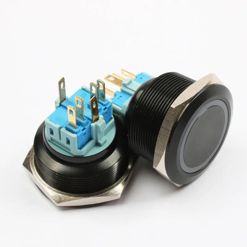 Switch 30mm Alumina Metal Push Button Flat Ring Round Momentary 6 Pin Car Switches Reset Latching Fixation 12v 5v SwitchesSwitch