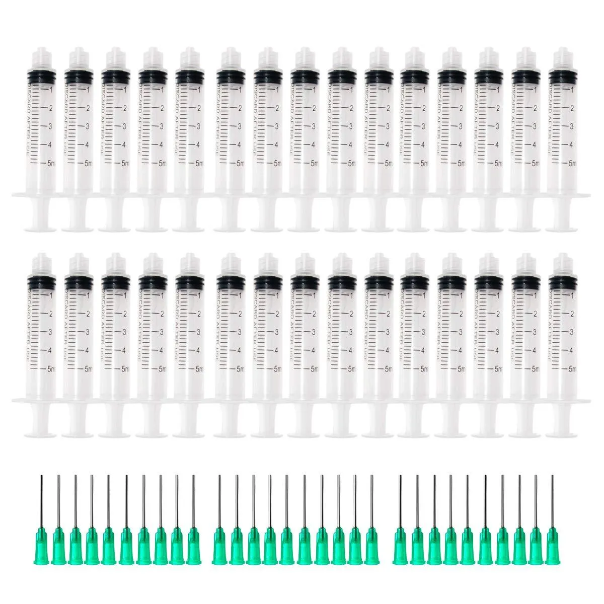 Lab Supplies Plastic Syringe 5ml with 1inch 18G Blunt Tip Needles For Lab and Industrial Dispensing Glue Non-Sterile 30sets