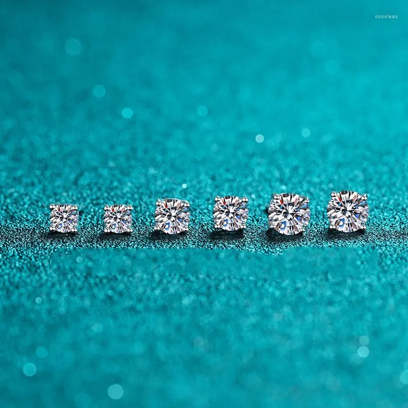 스터드 도착 다이아몬드 테스트 과거 라운드 브릴리언트 컷 총 0.6-2 캐럿 D 컬러 Moissanite Earrings Silver 925 Original Jewelrystud