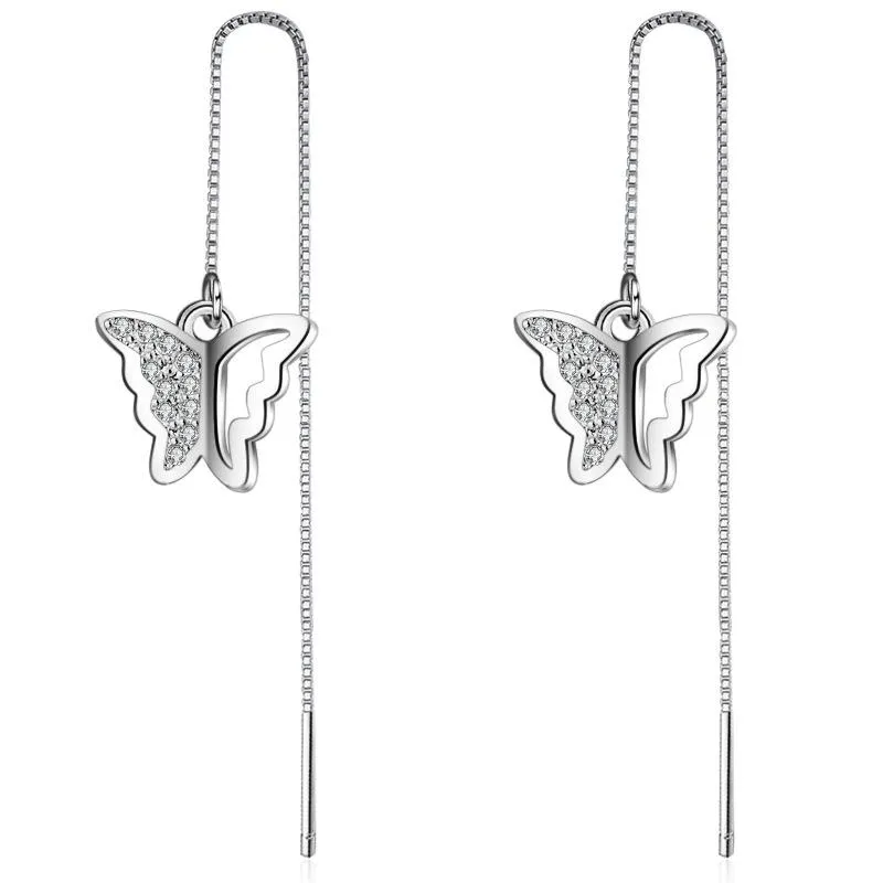 Lampadario pendente Utimtree Moda Cubic Zirconia Farfalla Orecchini pendenti per le donne Lungo Nappa Orecchino Gioielli da sposa per festeDangle