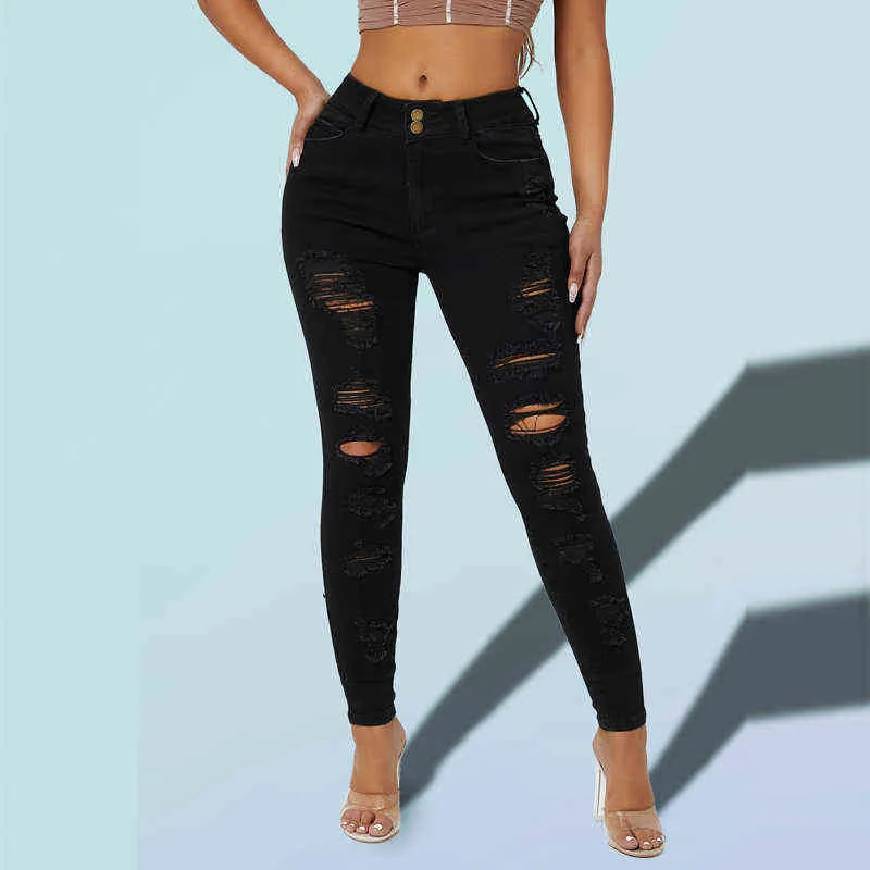 2022 Fashion Women Jeans Sexy Skinny Pants High Waist Retro Black Jeans Boyfriend Pants Stretch Jeans For Women L220726