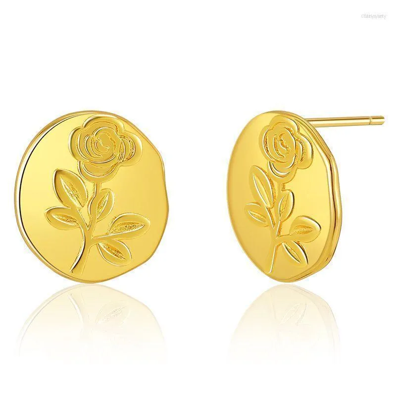 Stud French Gold-plated Matte Rose Flower Earrings Geometric Round Artificial European And American Romantic WOMAN EARRING Dale22 Farl22