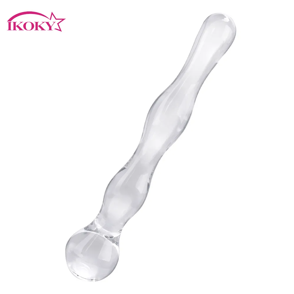Ikoky Dildos Anal Toys Sexy para homens Mulheres Butt Plug Plug Adult Products Crystal erótico de vidro