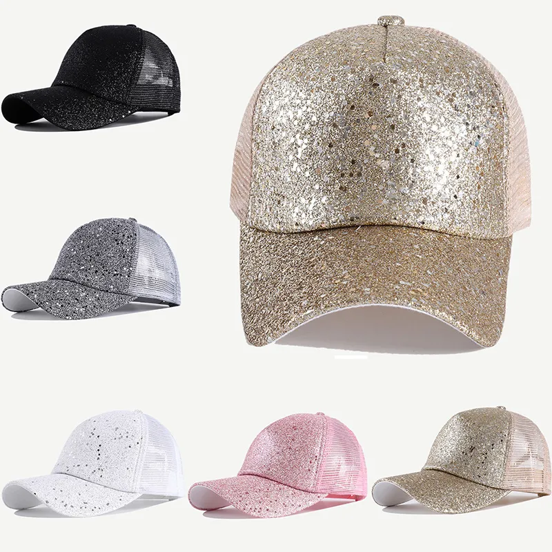 Summer Sequins Shine Caps Mesh Outdoor Hat Glitter Paillette Baseball Cap Man Women Hip Hop Snapback Cap