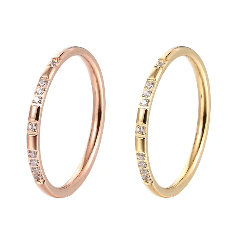Diamond-encrusted 18k titanium steel couple ring simple index finger ring 1314 personalized designer pair rings jewelry
