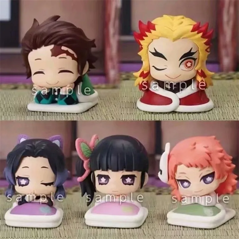 5 pçs / set Kimetsu No Yaiba Figura Tsuyuri Kanawo Kochou Shinobu Rengoku Kyoujurou PVC Demon Slayer Coleção Brinquedos 220409