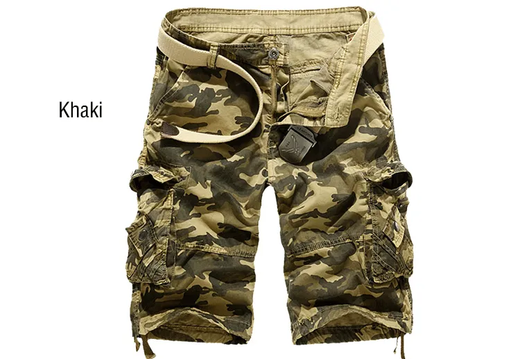 Colorful Hoe Men Relaxed Fit 11" Inseam Camo Cargo Shorts With Pockets Adult Casual Camouflage Shorts Pants Big And Tall(Black,32