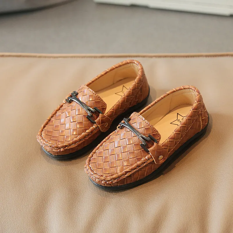 Kids Leather Loafers Soft Slip on PU Moccasins for Boys Casual Wear Sizes 26 35