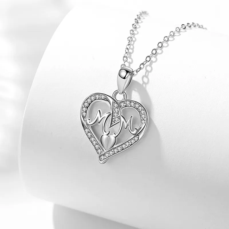 2022 Nieuwe S925 Sterling Zilver Gunst Moeder Diamant Hollow Hanger Sieraden Dames Moederdag Ketting Cadeau