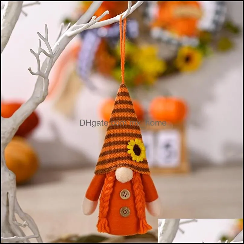 sunflower orange hat harvest festival ornaments party supplies pendant doll with lamp holiday decoration toy gnomes santa elf mxhome