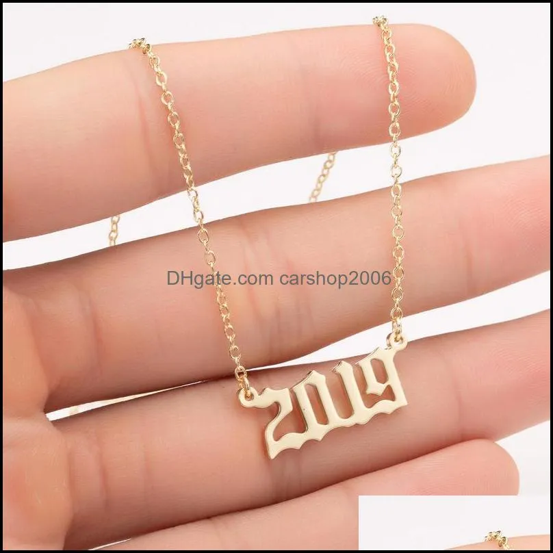 Stainless Steel Year Number Necklace Personalized Birth Year Initial Necklaces Pendants for Women Girls Birthday Gifts Custom