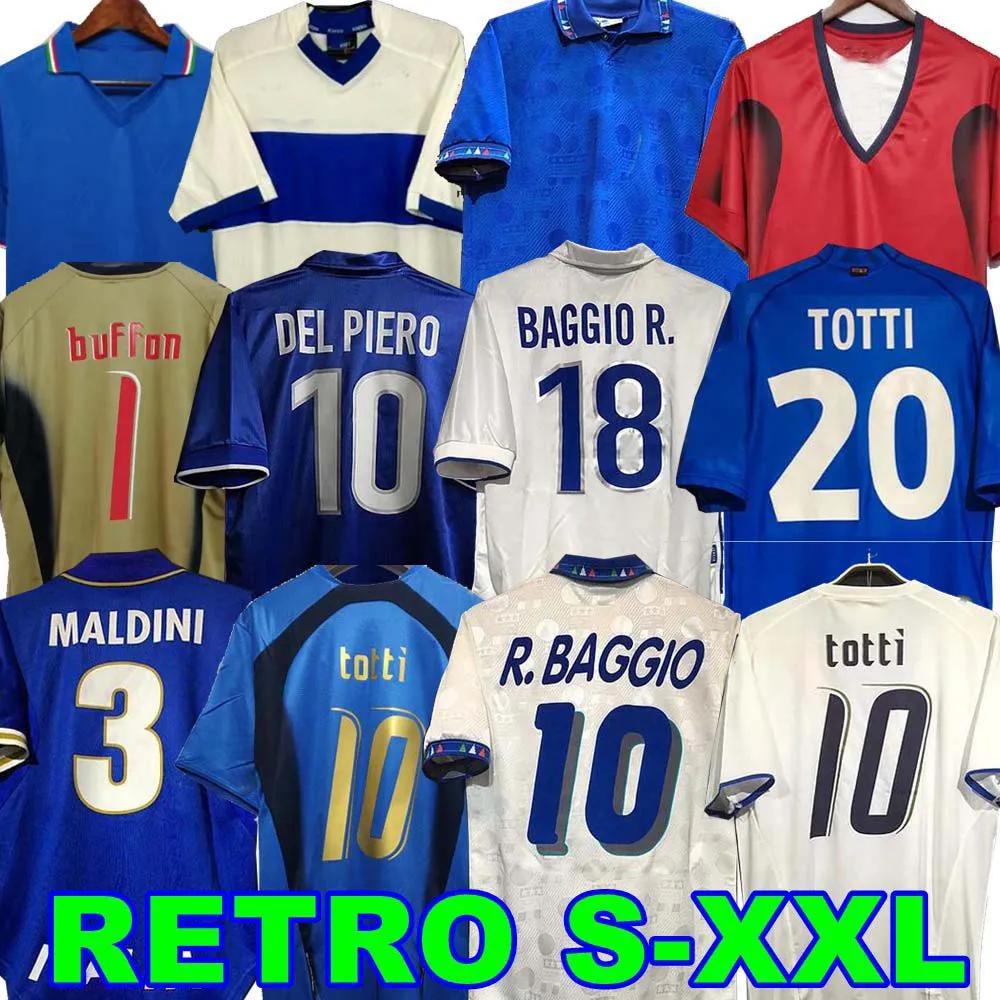 1998 1982 Retro 1990 1996 1994 2000 KOSZULKA PIŁKARSKA PIŁKA NOŻNA Maldini Baggio ROSSI Schillaci Totti Del Piero 2006 Pirlo Inzaghi buffon Cannavaro Materazzi Nesta Włochy