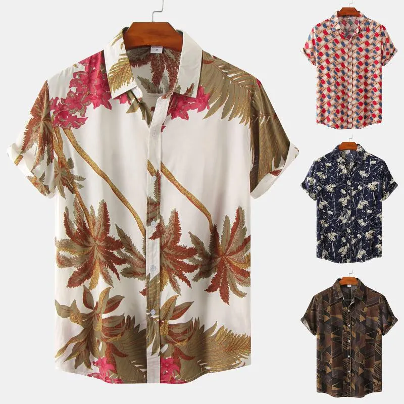 Casual shirts voor heren Daisy Print Hawaiian Aloha Shirt Men Eén knop Korte mouw Wild heren strand zomervakantie feestvakantie blouseme